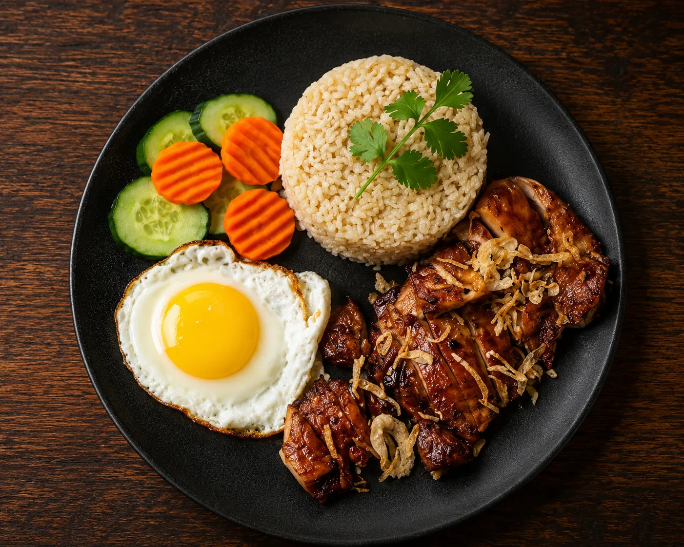 Vietnamese rice plate with grilled meat at Dak Land Restaurant in Warman, Saskatchewan