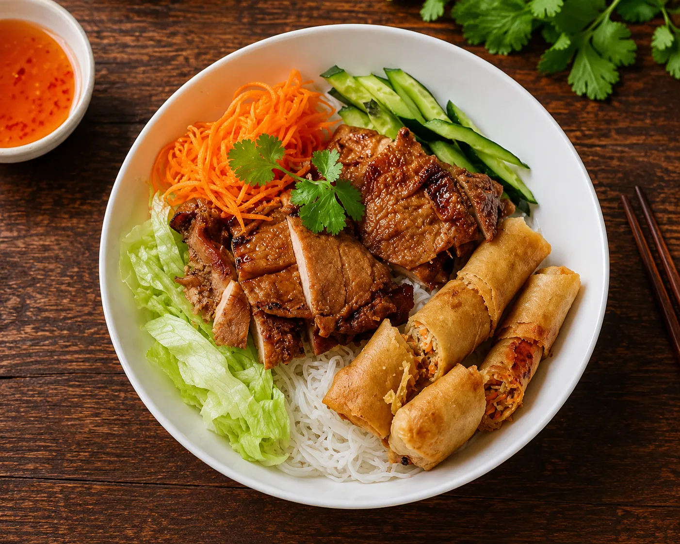 Vietnamese vermicelli noodle bowl at Dak Land Restaurant in Warman, SK